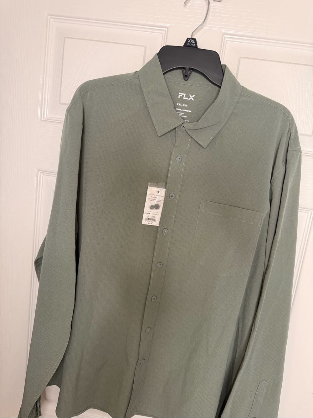 FLX Men's Olive Green Long-Sleeve Button-Down Shirt